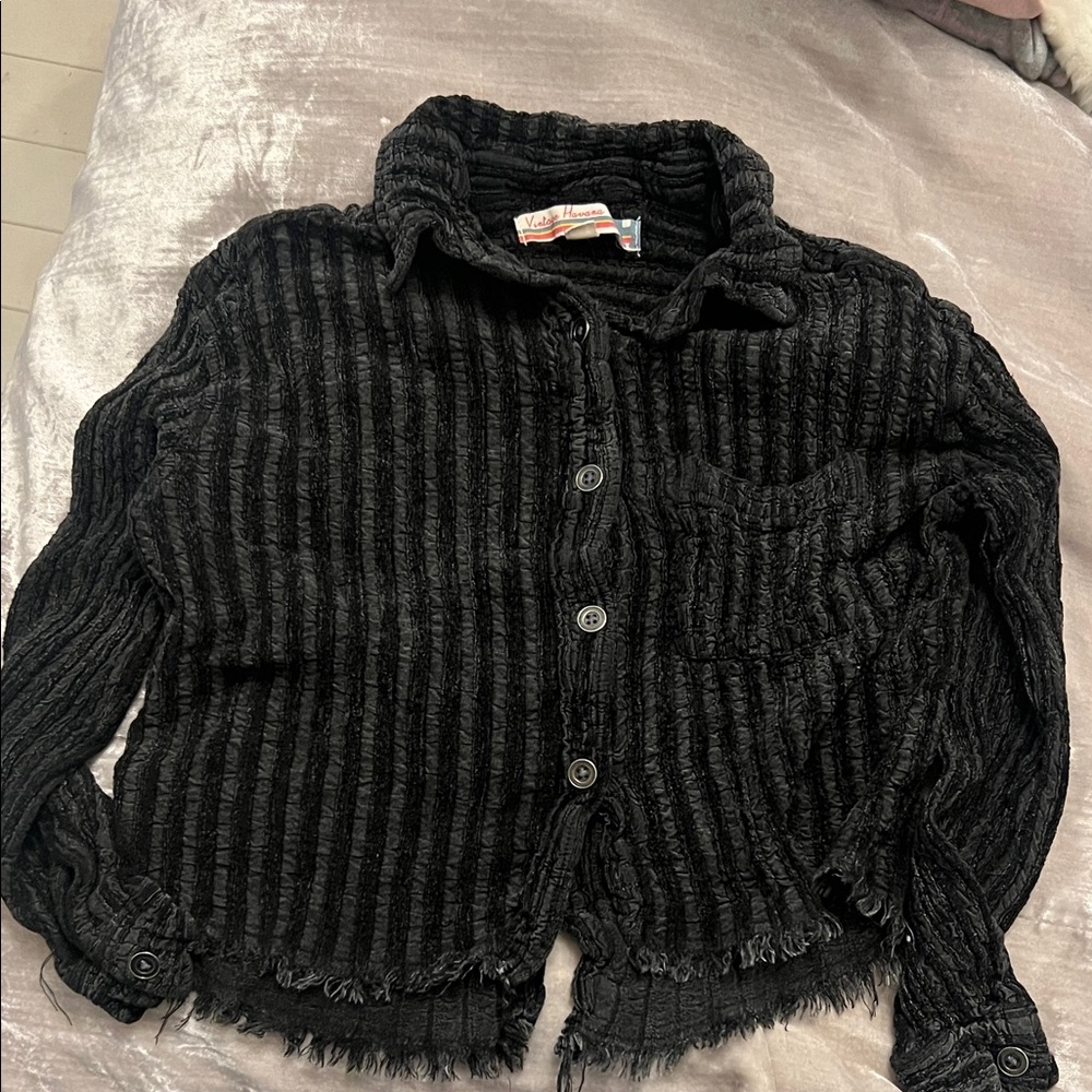 Vintage Havana Black Button Down Shirt for Kids